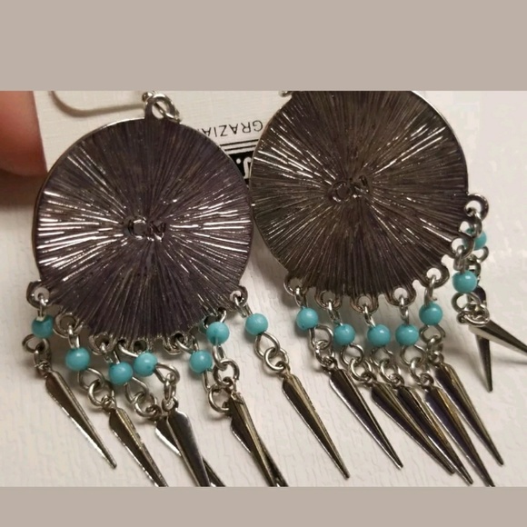 R J Graziano Silver Plated Earrings w/ Turquoise - Picture 4 of 6